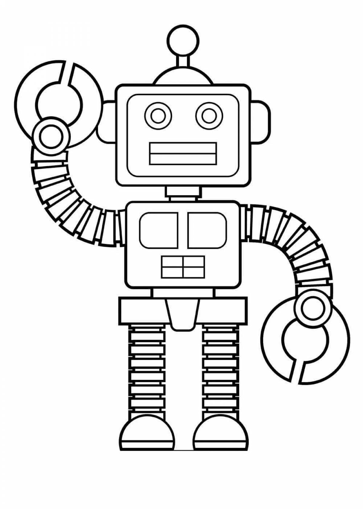 Coloring paper robot with colorful figures