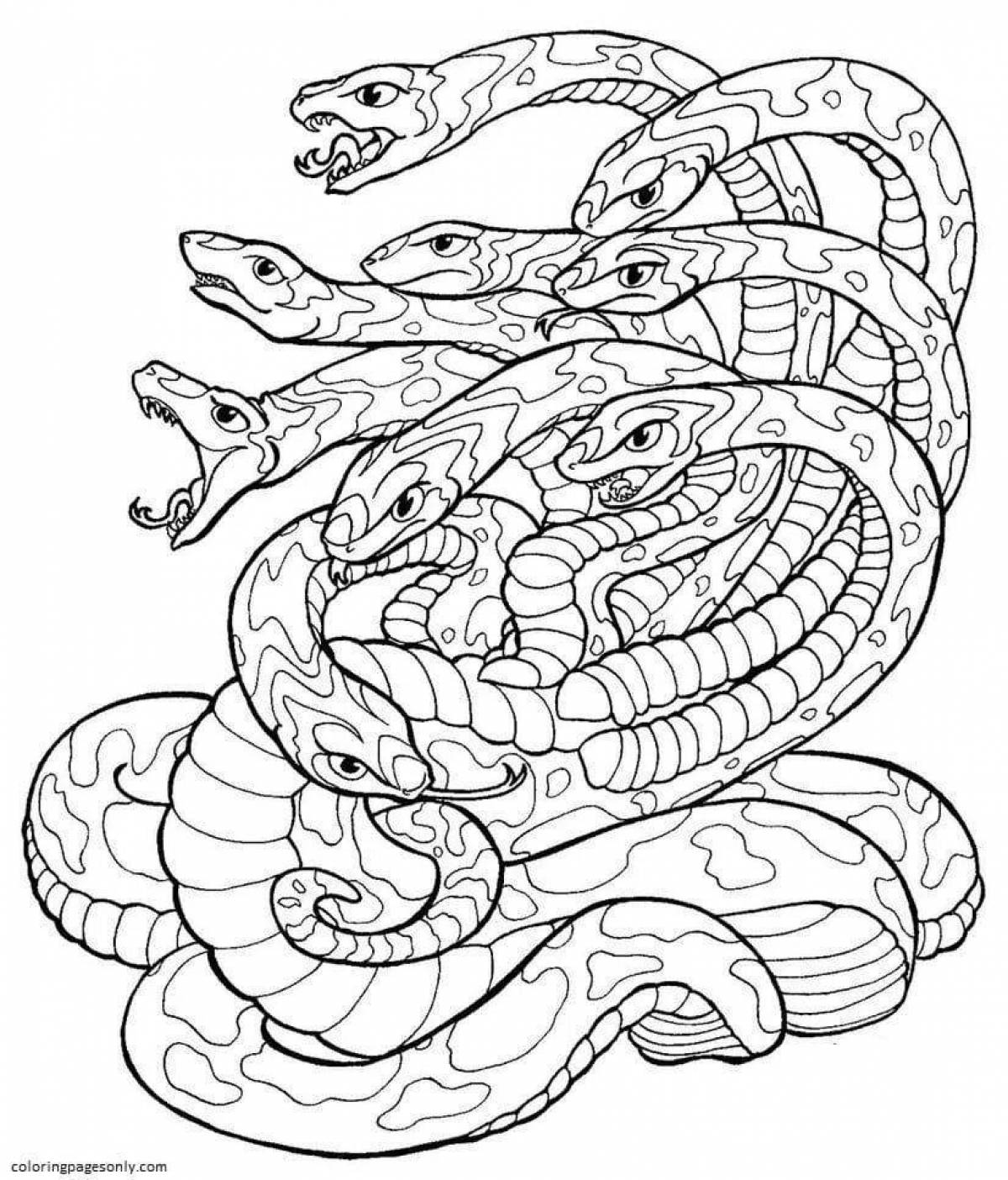 Раскраска великолепная змея по номерам