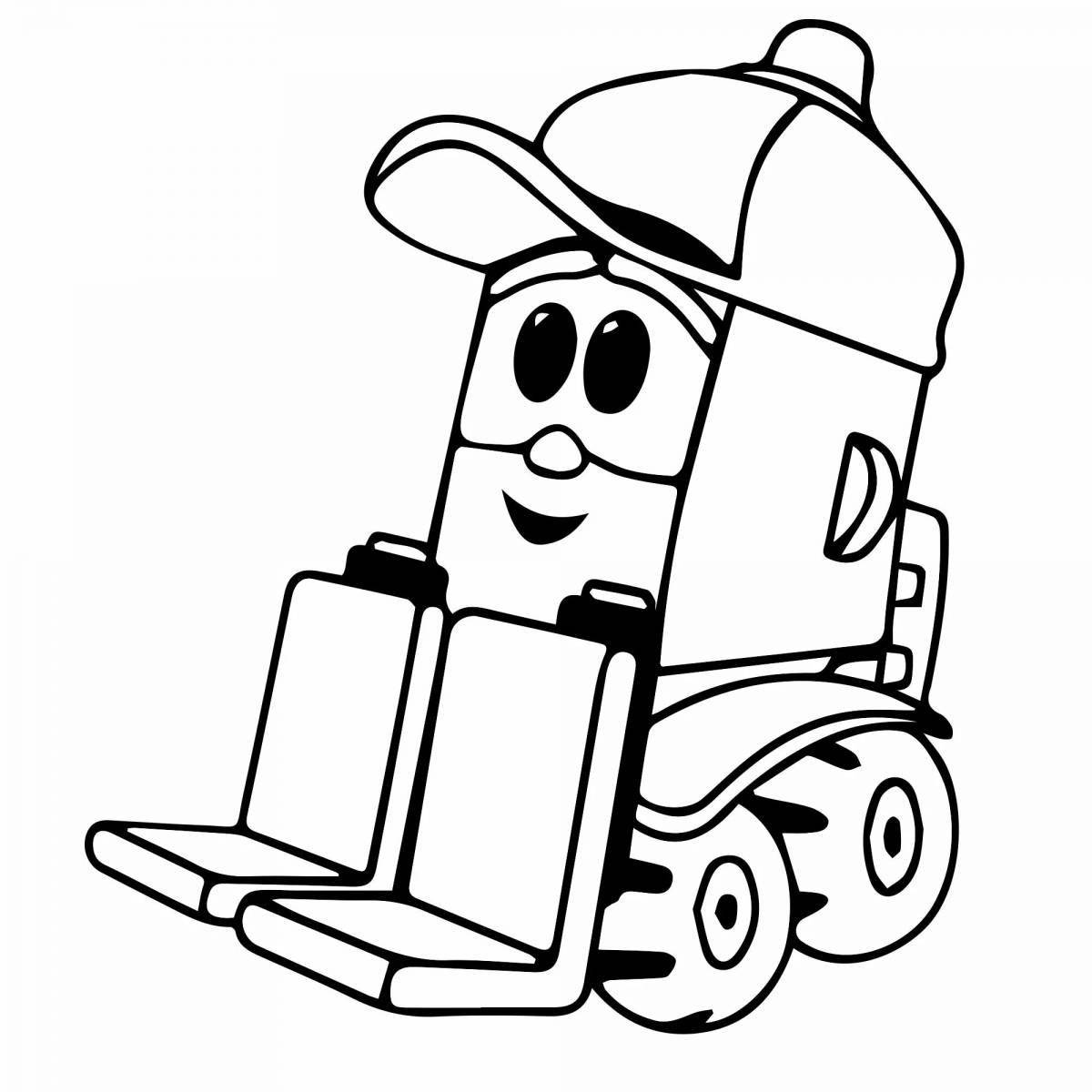 Coloring book prominent left cargo tractor