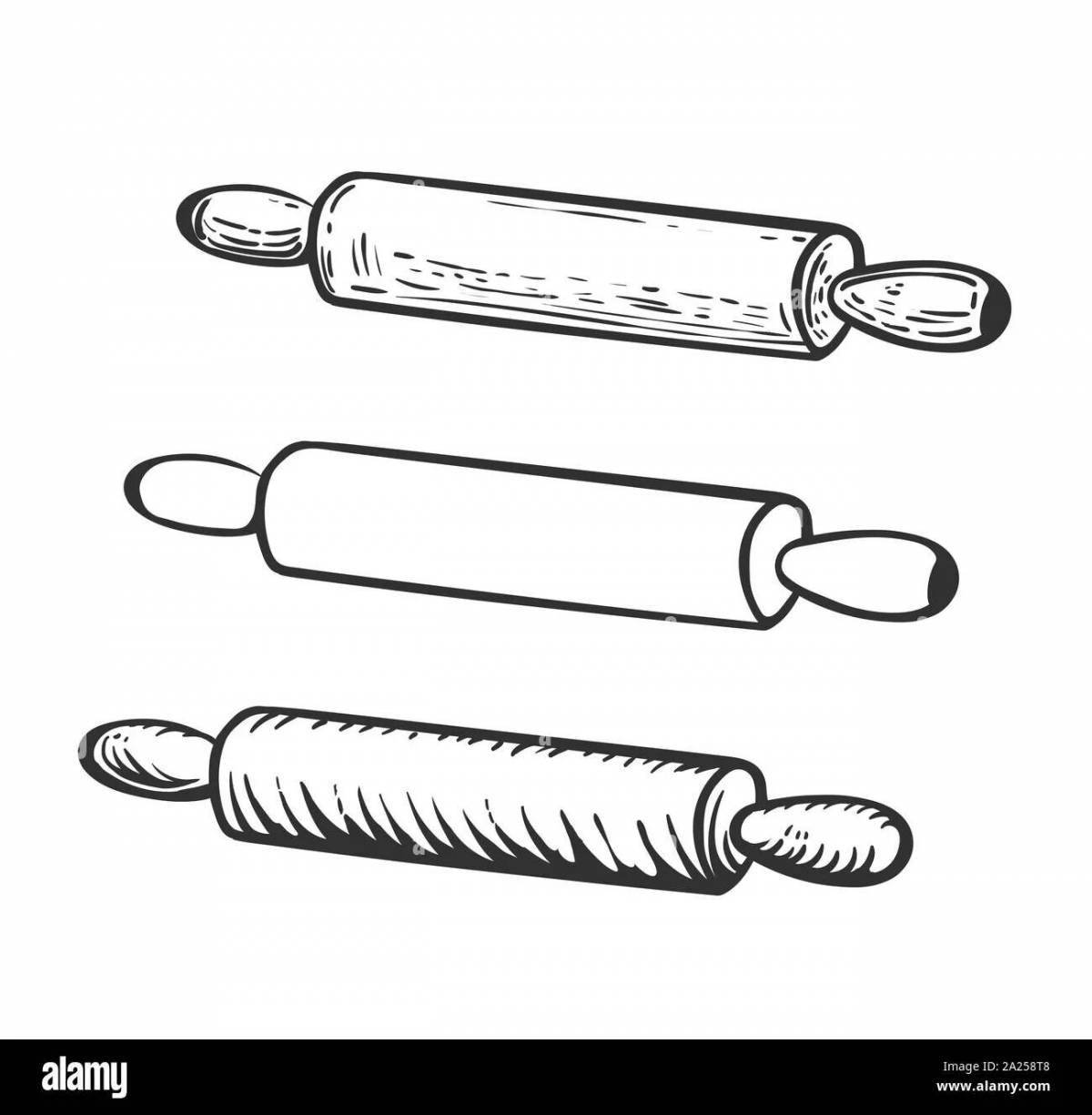 Radiant rolling pin coloring page for kids