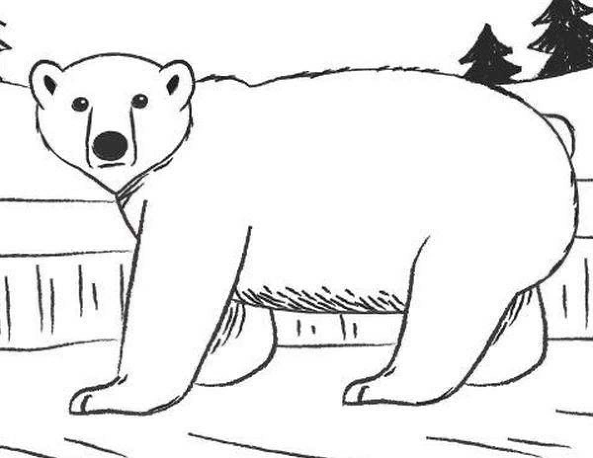 Раскраска белый Медвежонок на льдине