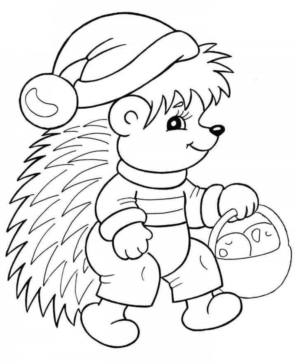 Colorful hedgehog coloring book for kids