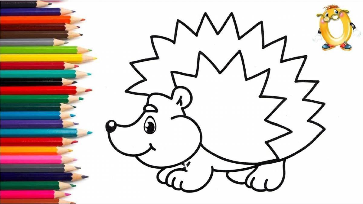 Coloring hedgehog while playing for children