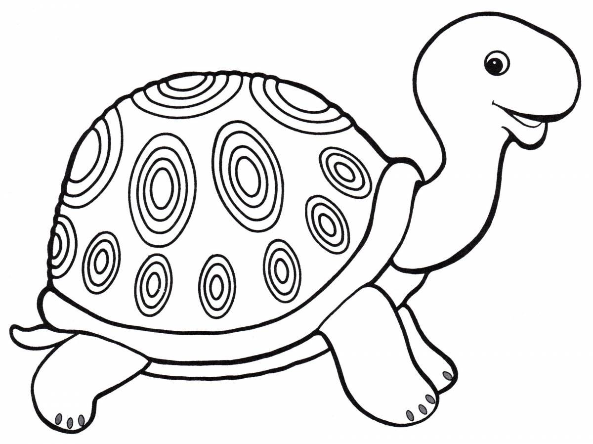 Счастливая черепаха-раскраска