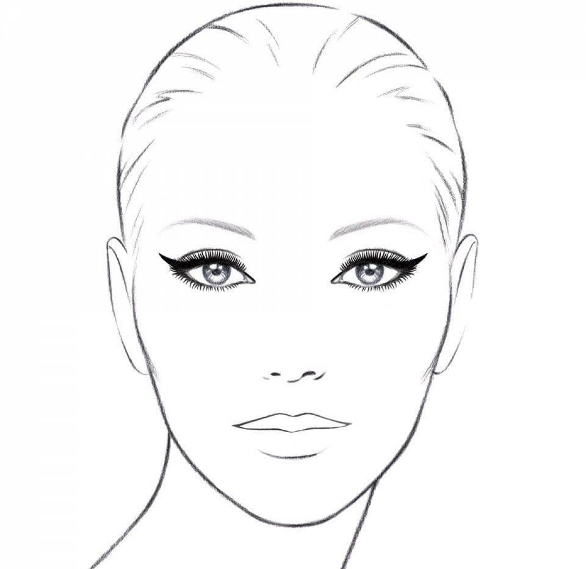 Colorful makeup face coloring page