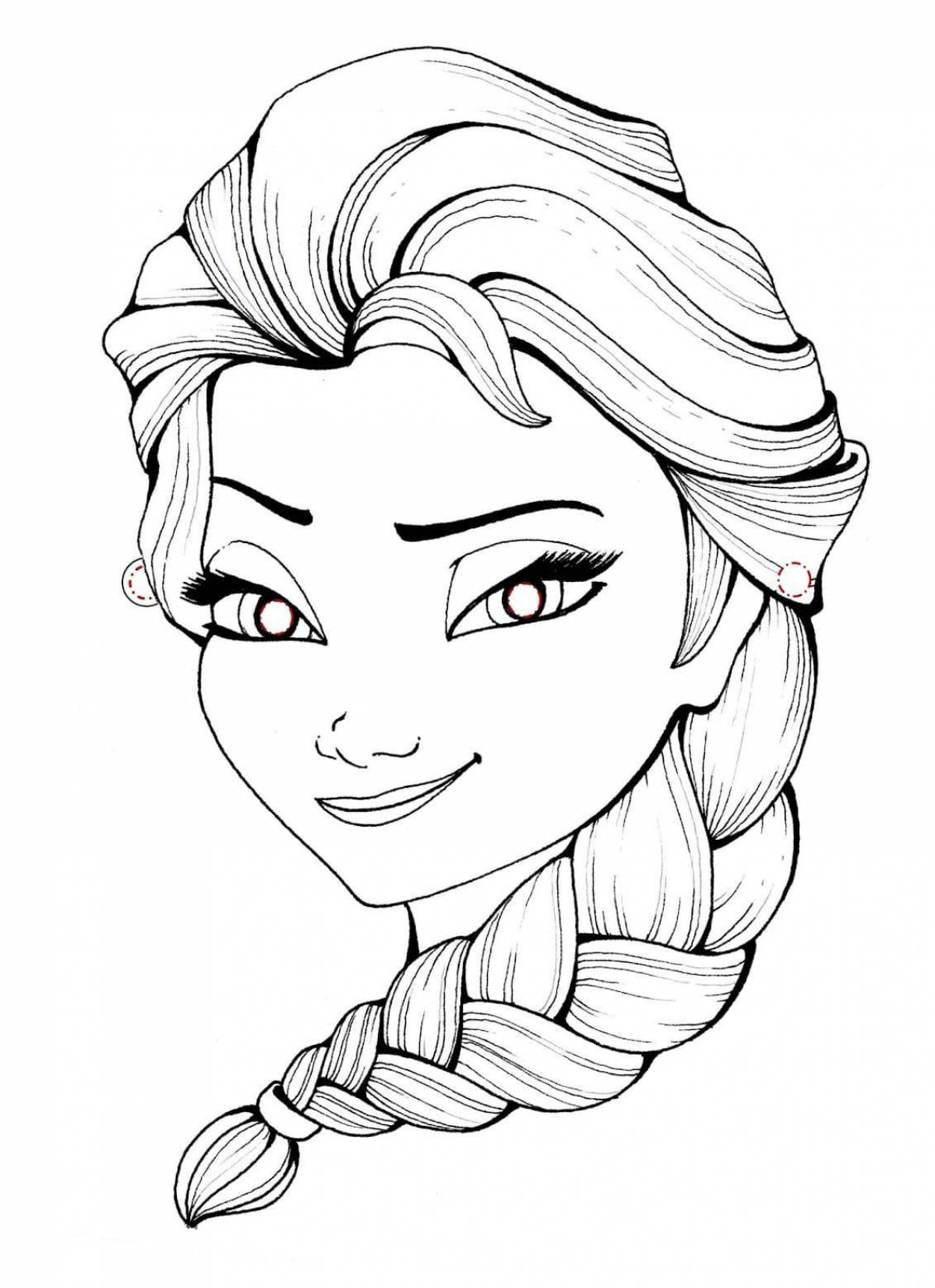 Coloring page of face with dramatic make-up