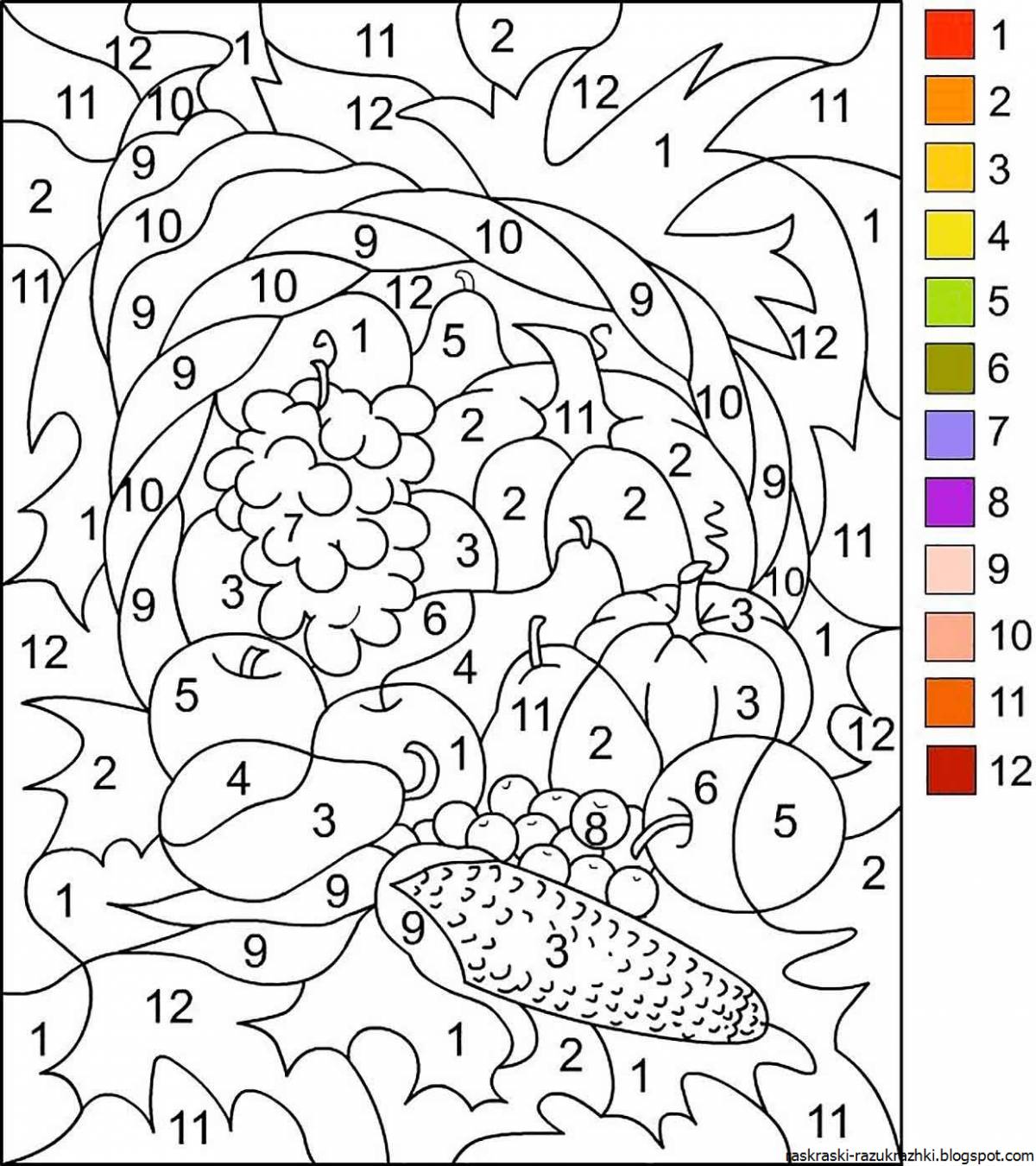 Bright coloring by numbers for children 6-7 years old