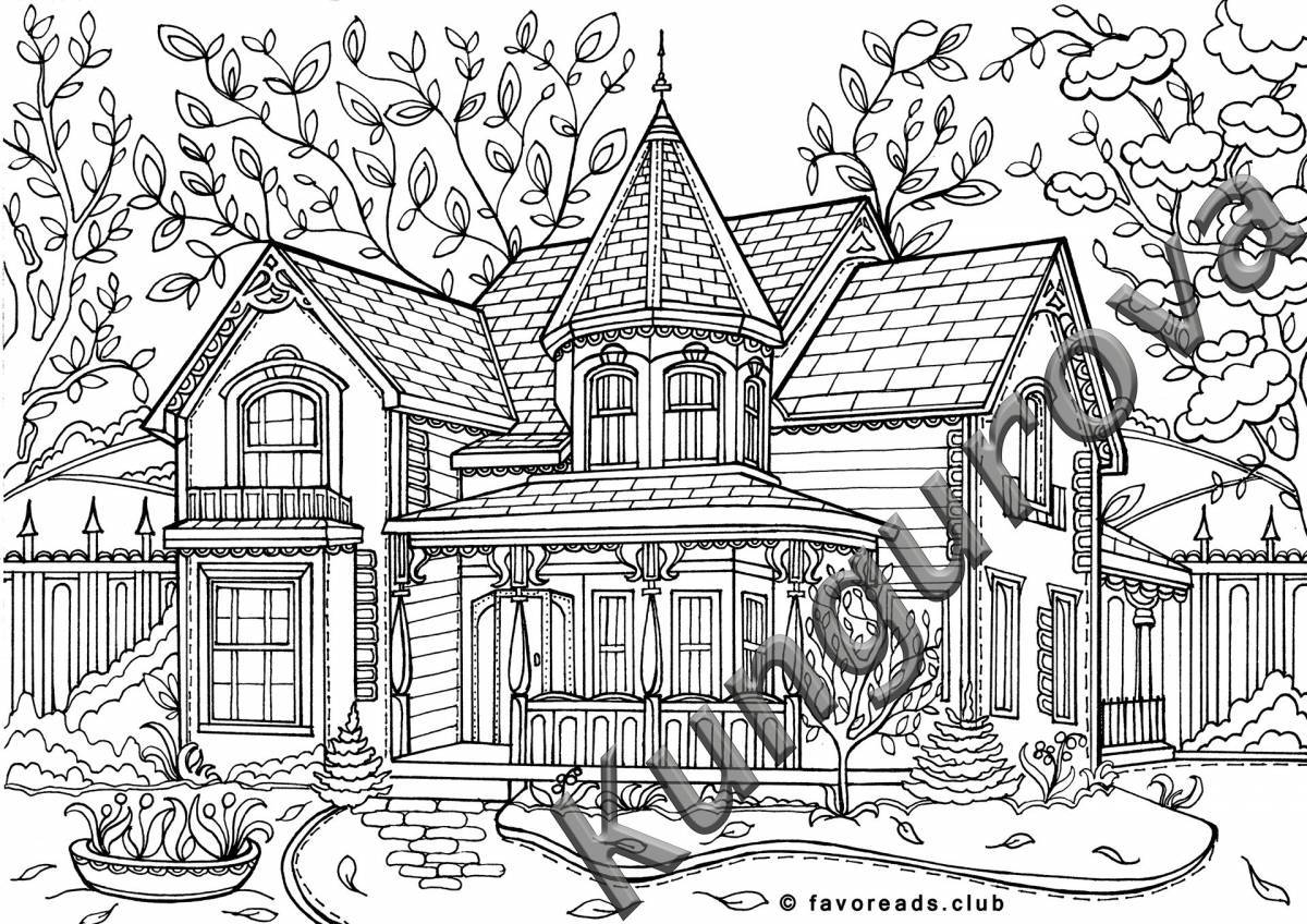 Elegant house coloring pages