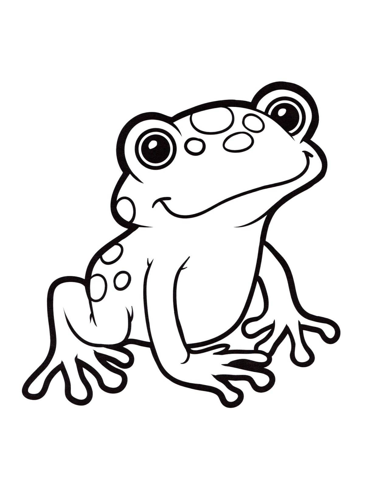 Игривая лягушка-раскраска для детей