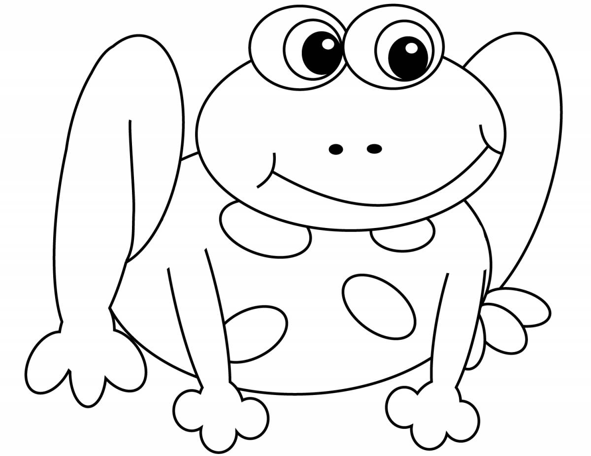 Очаровательная лягушка-раскраска для детей