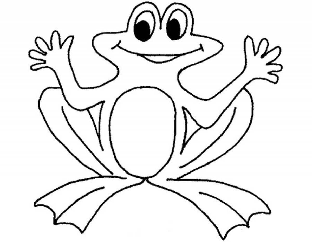 02. Раскраска мультяшная лягушка: 6 разукрашек