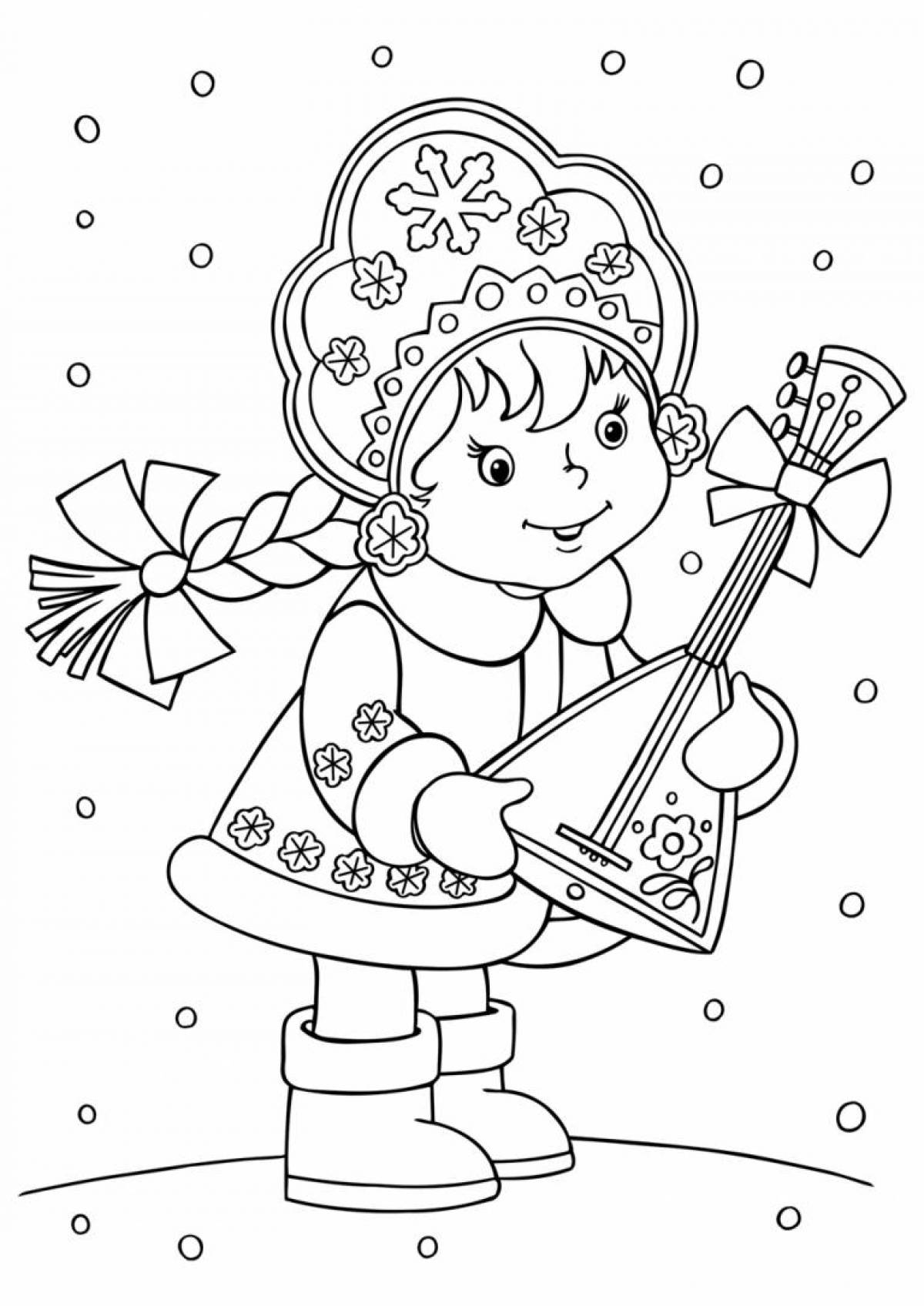 Charming snow maiden coloring book for kids
