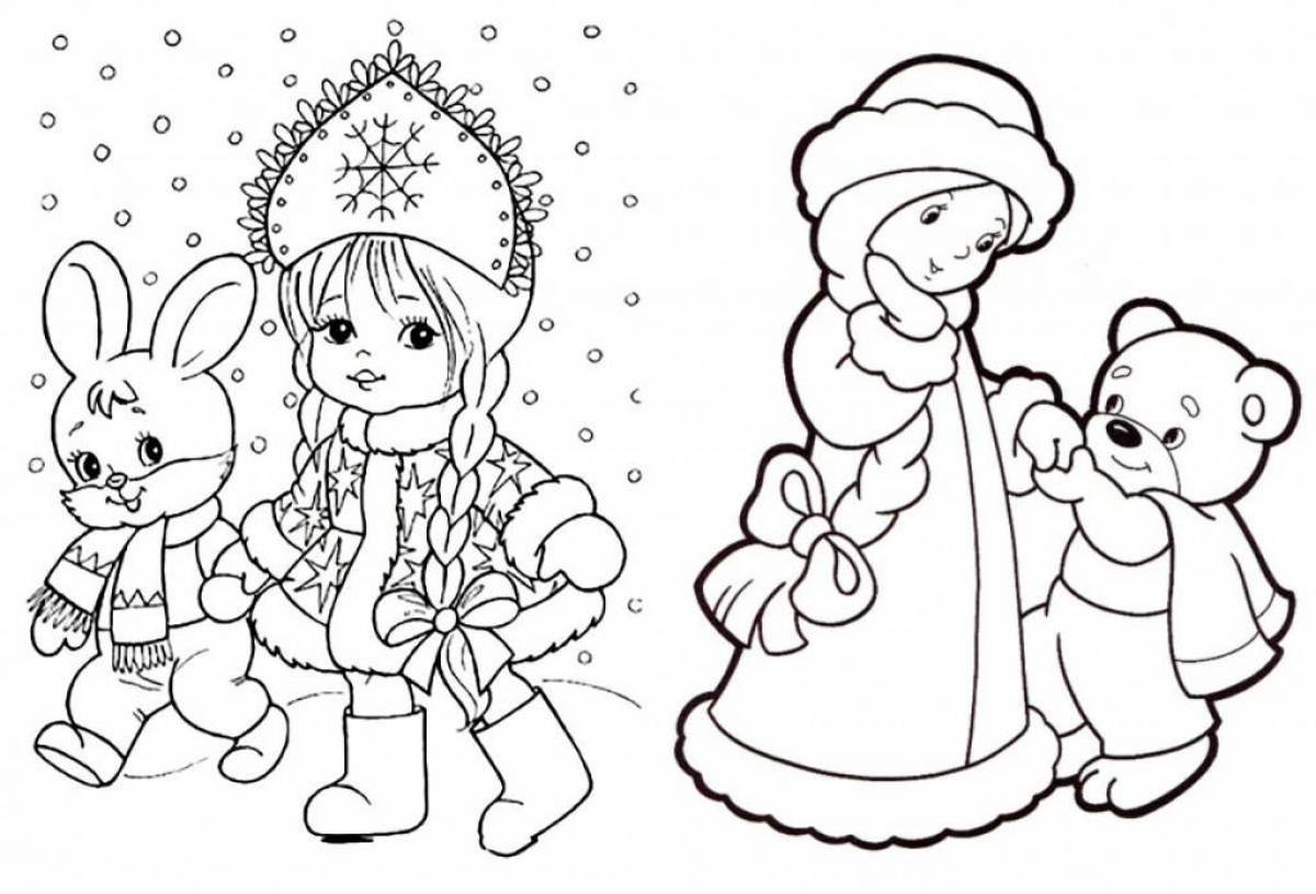 Fun coloring Snow Maiden for kids