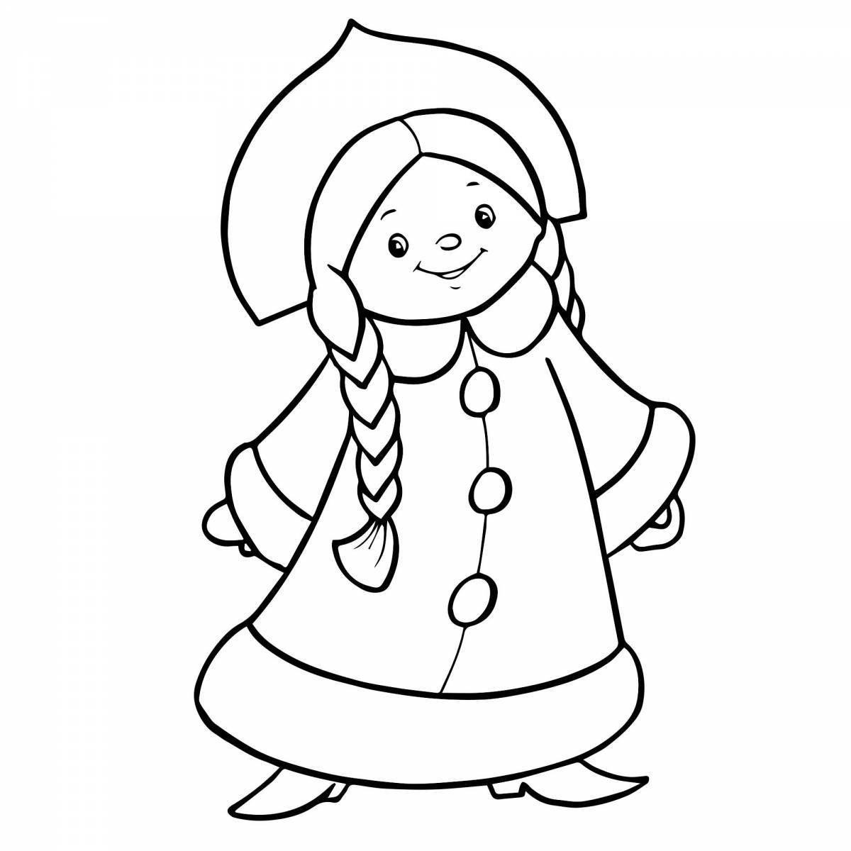 Whimsical snow maiden coloring book for kids
