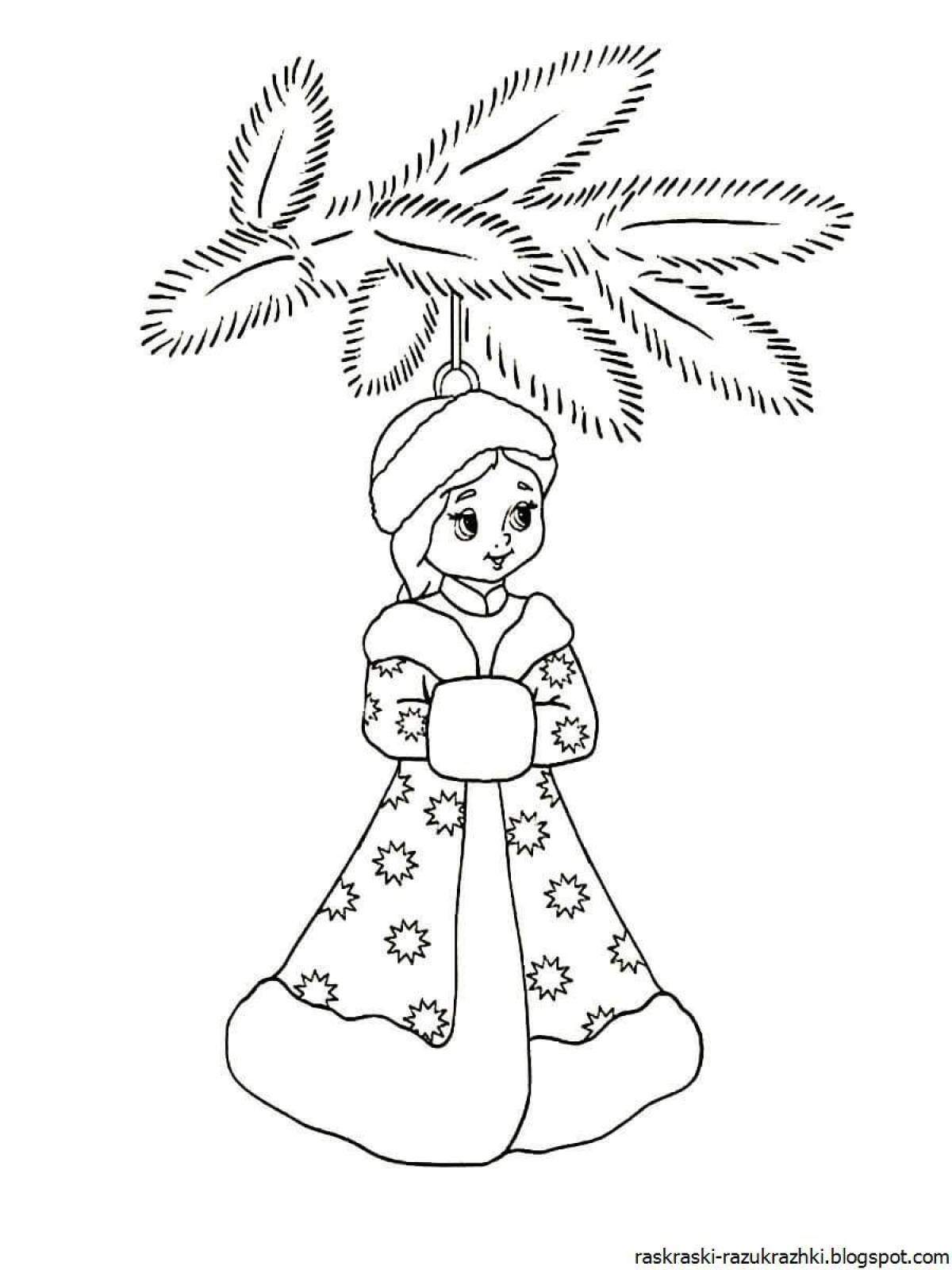 Joyful coloring of the snow maiden for children