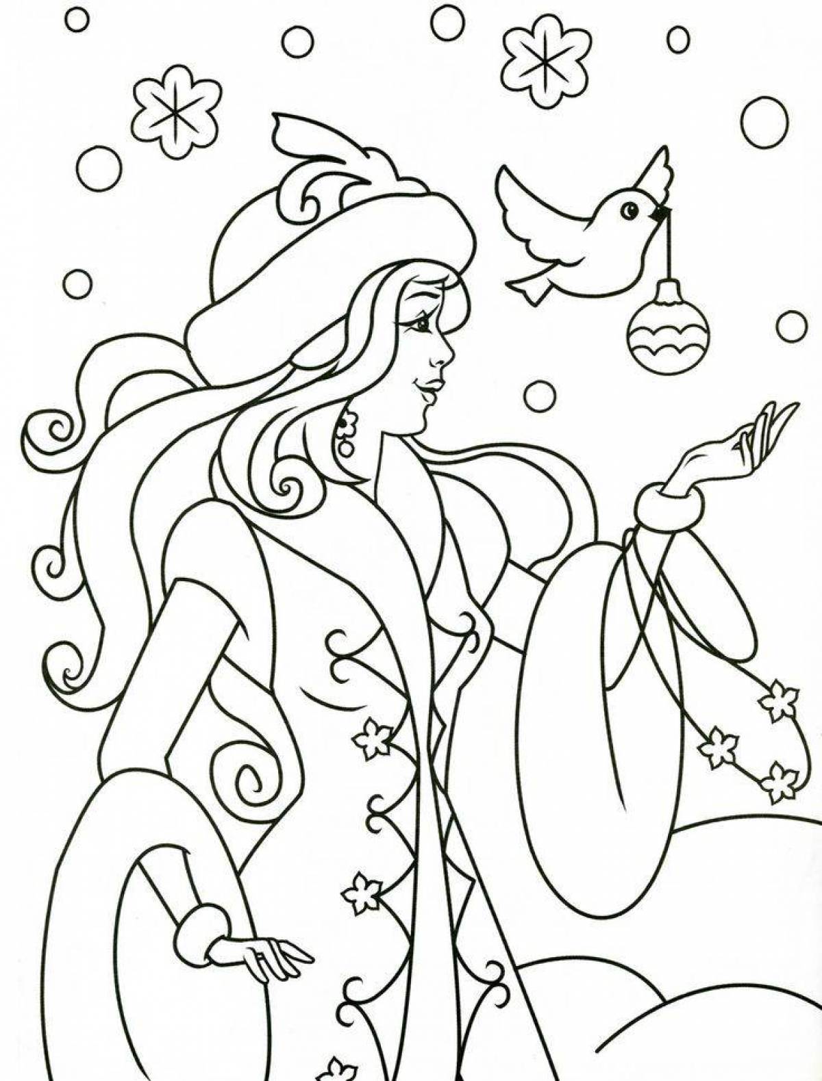 Funny coloring Snow Maiden for children