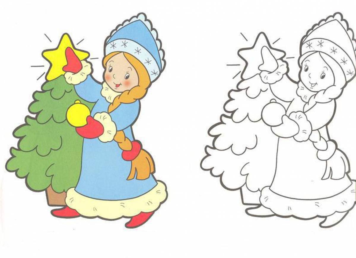 Буйная раскраска снегурочка для детей
