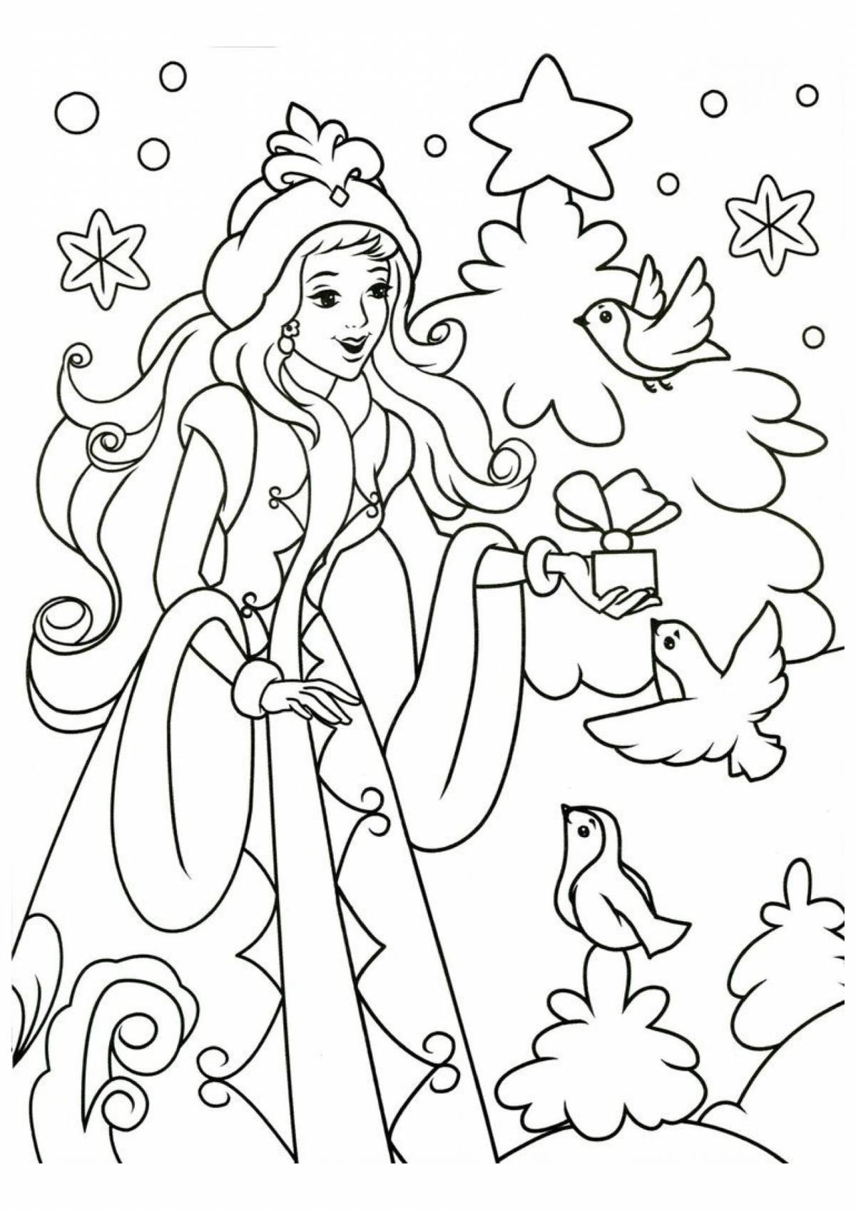 Chic coloring Snow Maiden for children