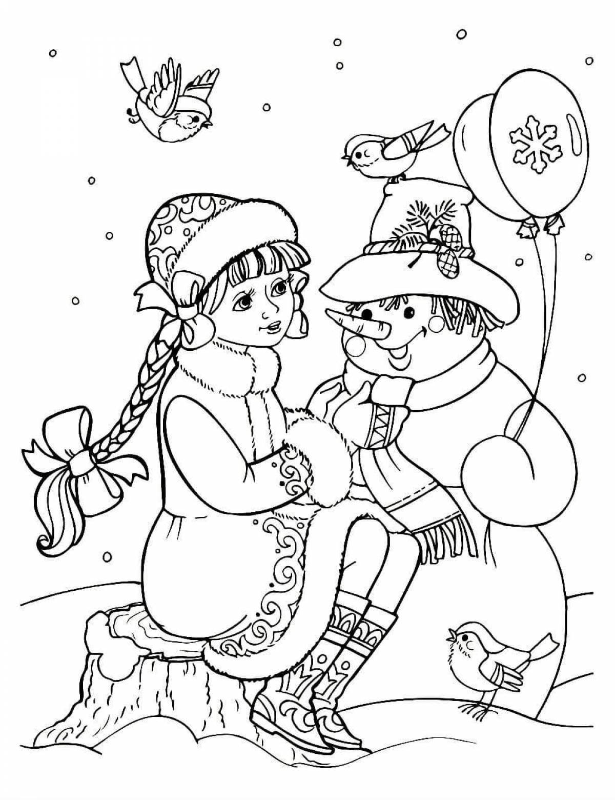 Dazzling snow maiden coloring book for kids