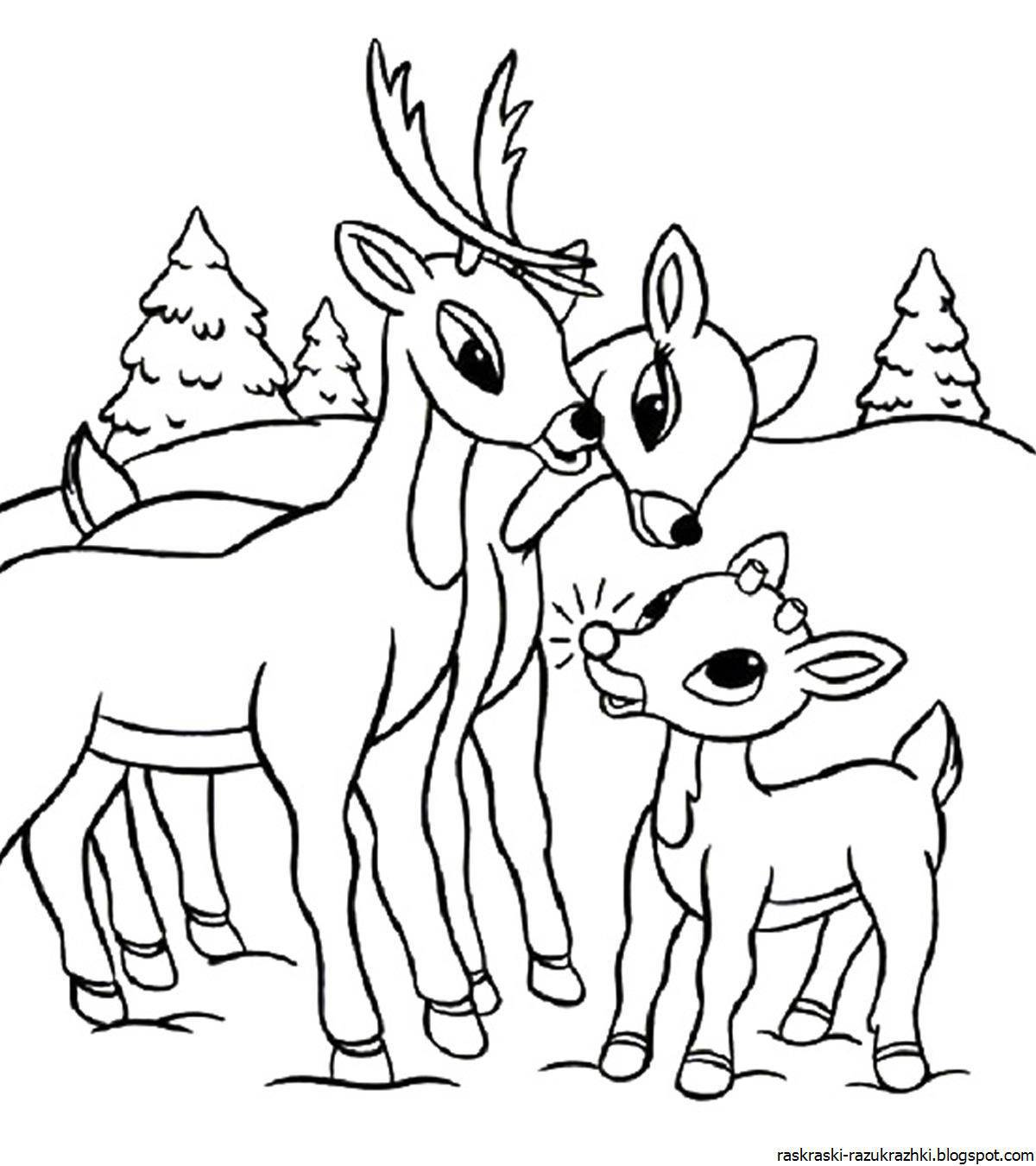 Whimsical deer coloring pages for kids