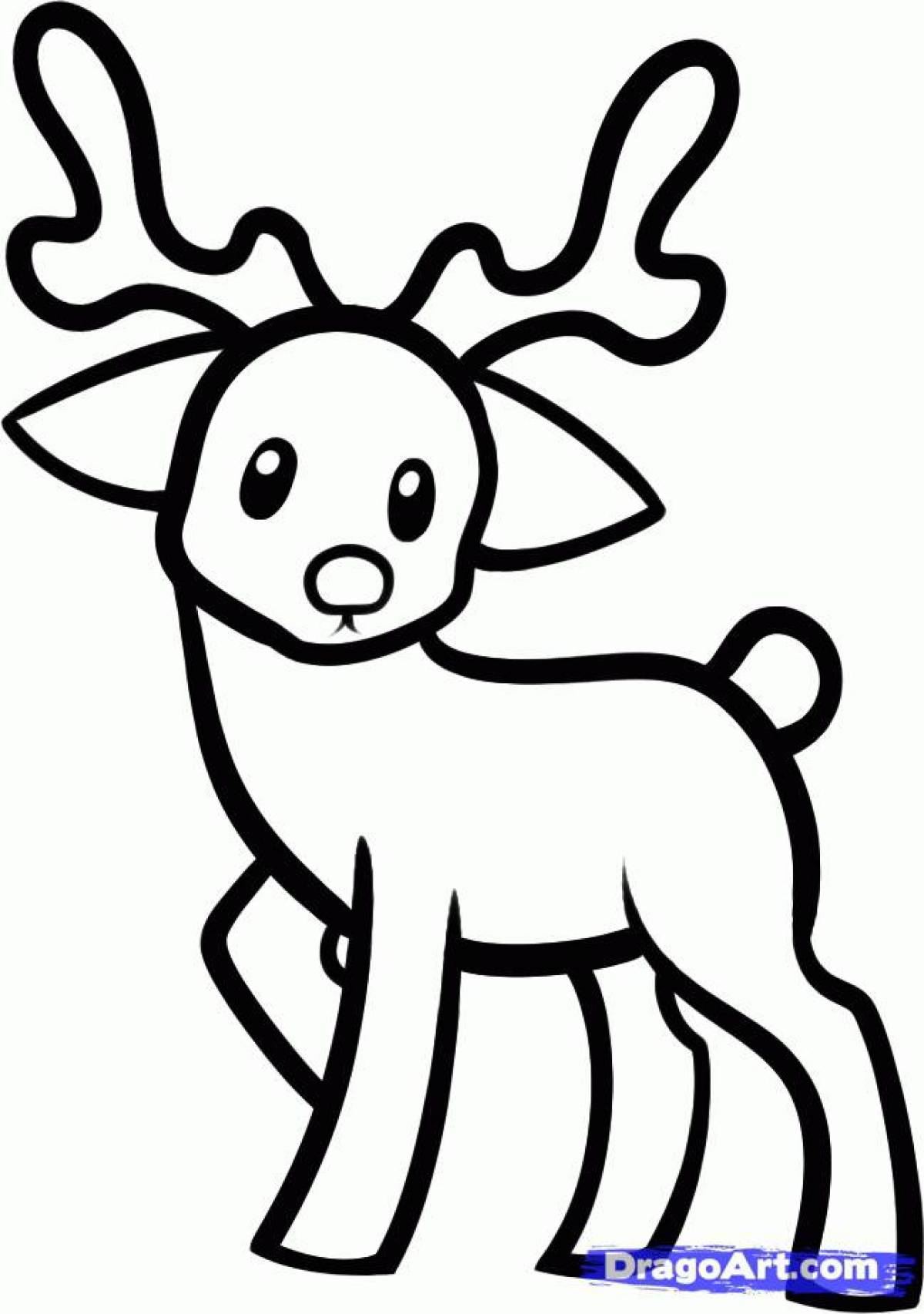 Fun coloring deer for kids