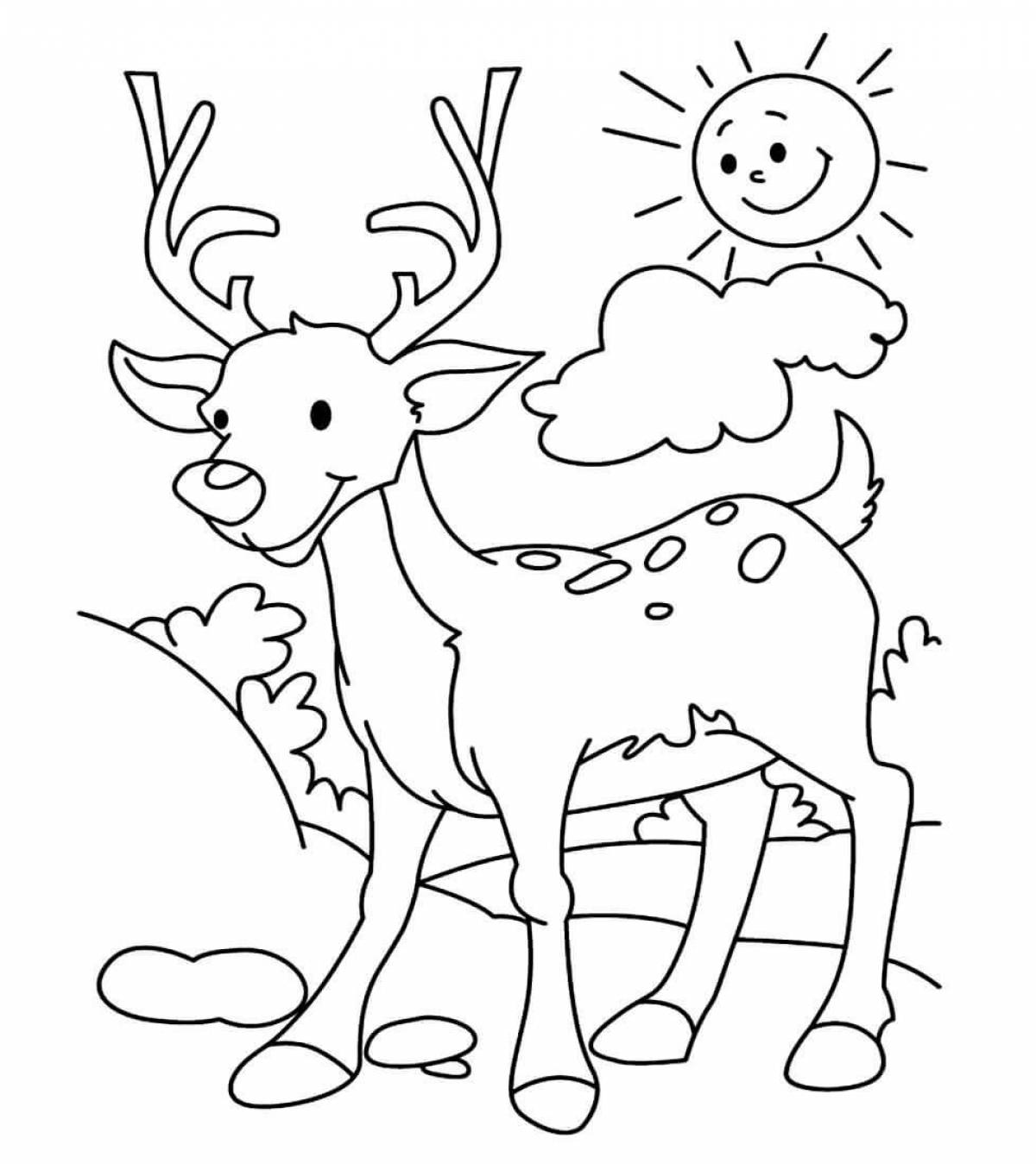 Amazing deer coloring page for kids