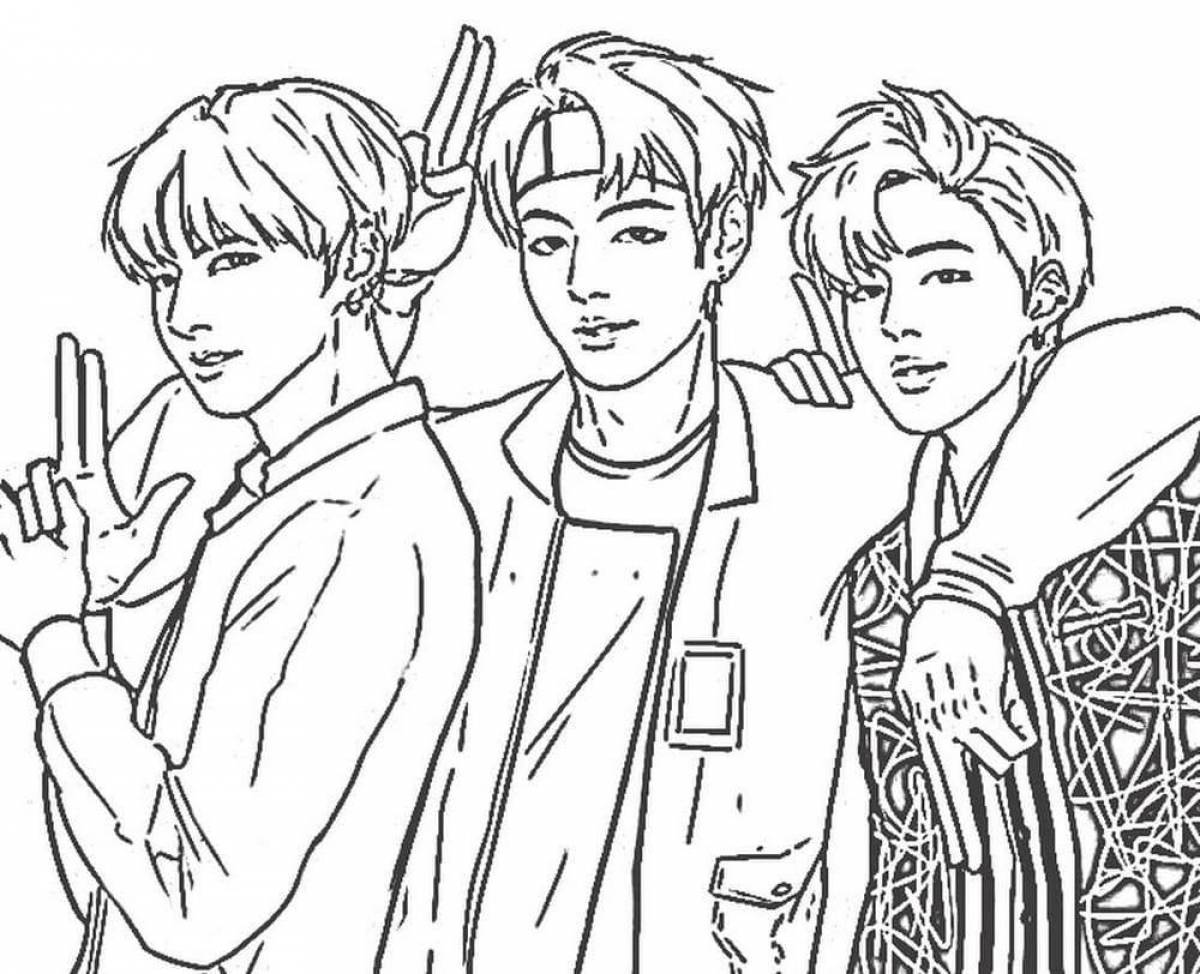 Colorful bts coloring page