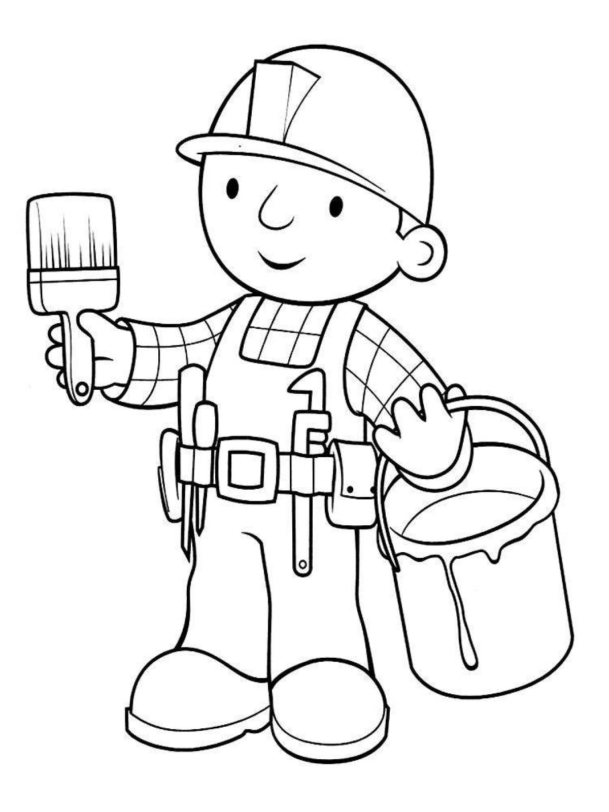 Colorful profession coloring book for children 6-7 years old