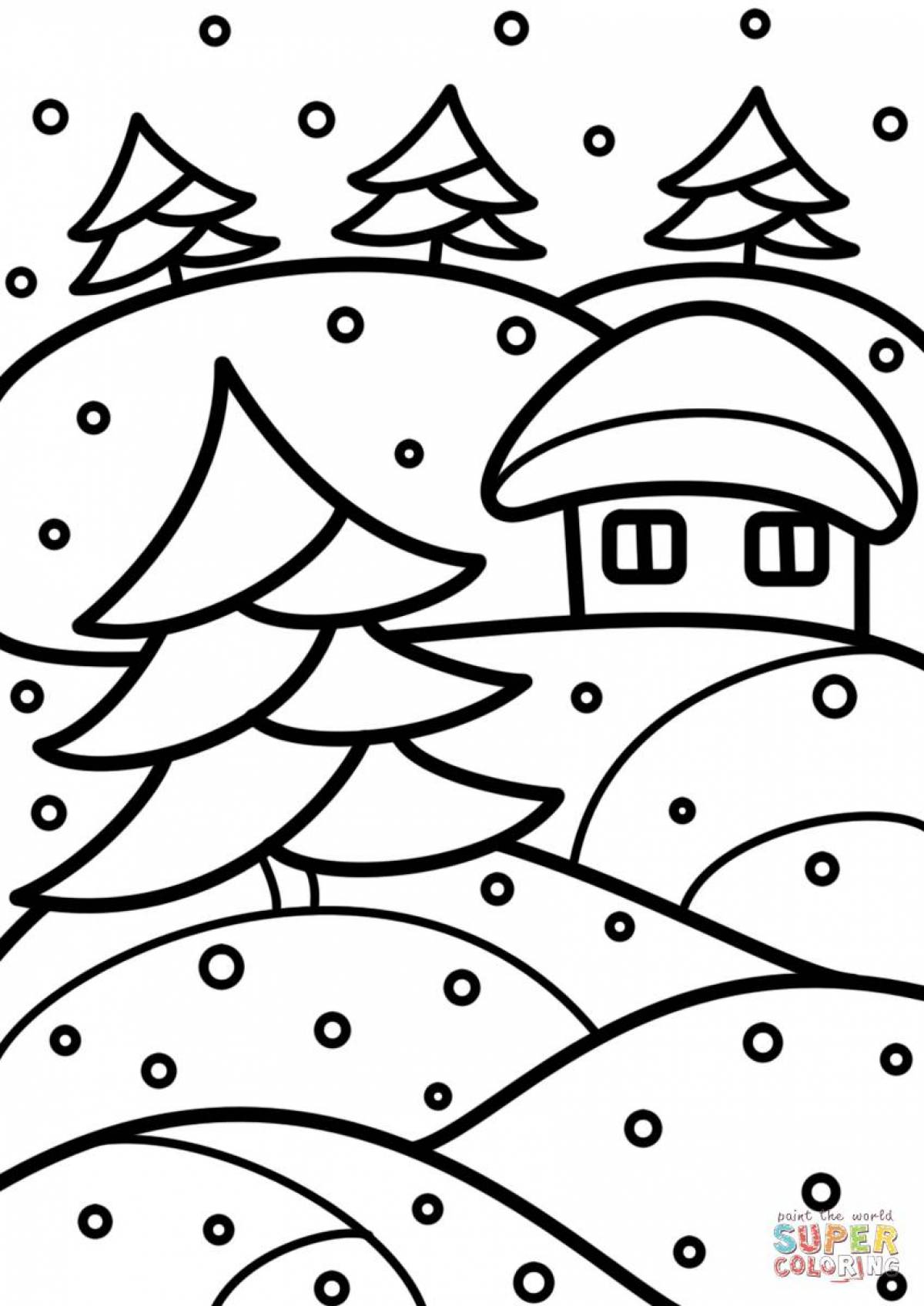 Luminous winter coloring book for children 6-7 years old