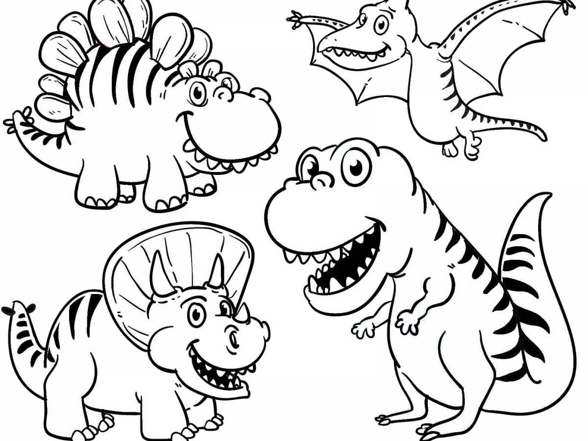 Красочная страница раскраски динозавров для детей
