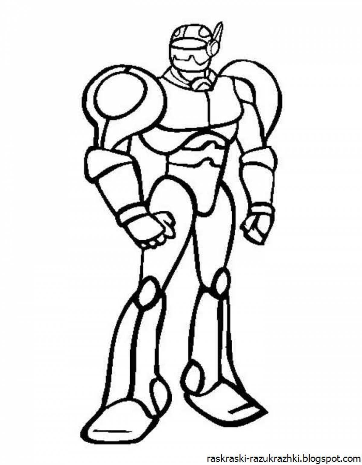 Colorful robot coloring page for boys