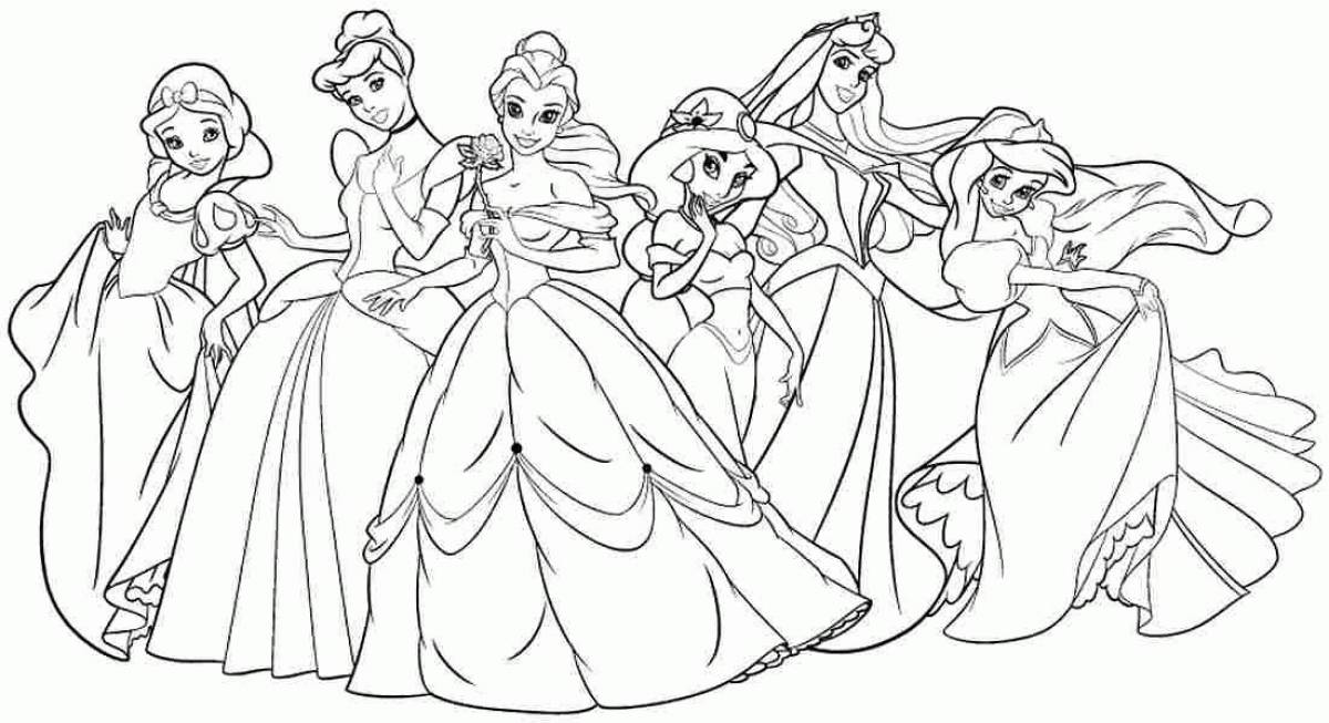 Раскраска принцесс Диснея для девочек