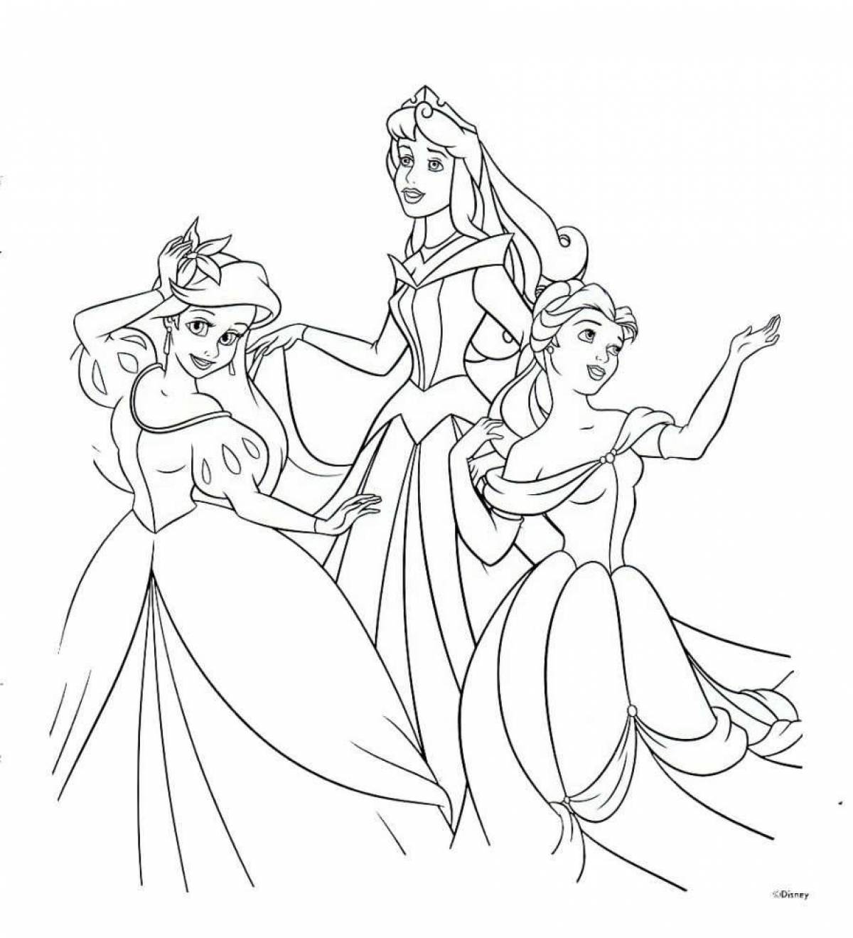 Whimsical coloring of disney princesses