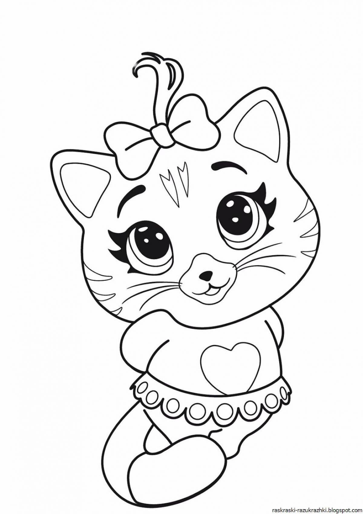 Playful coloring book for cat girls