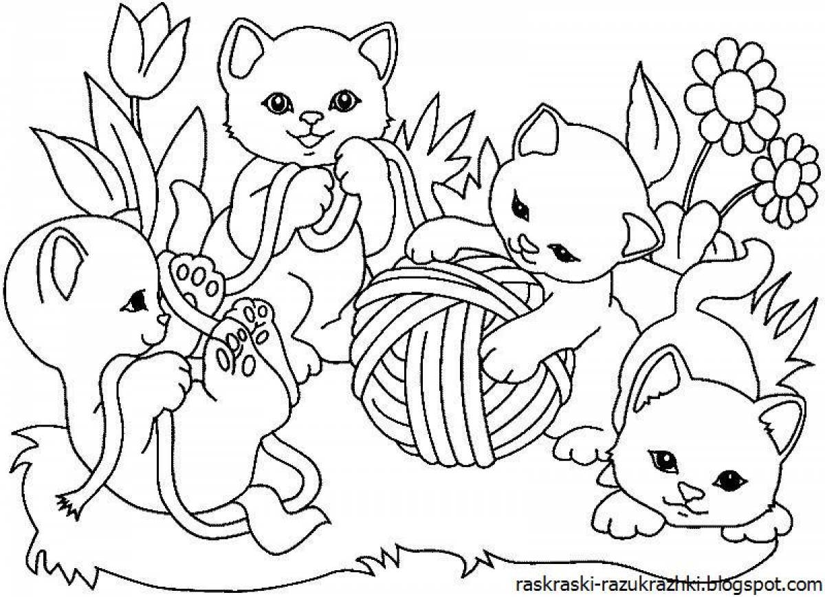 Courageous coloring book for cat girls