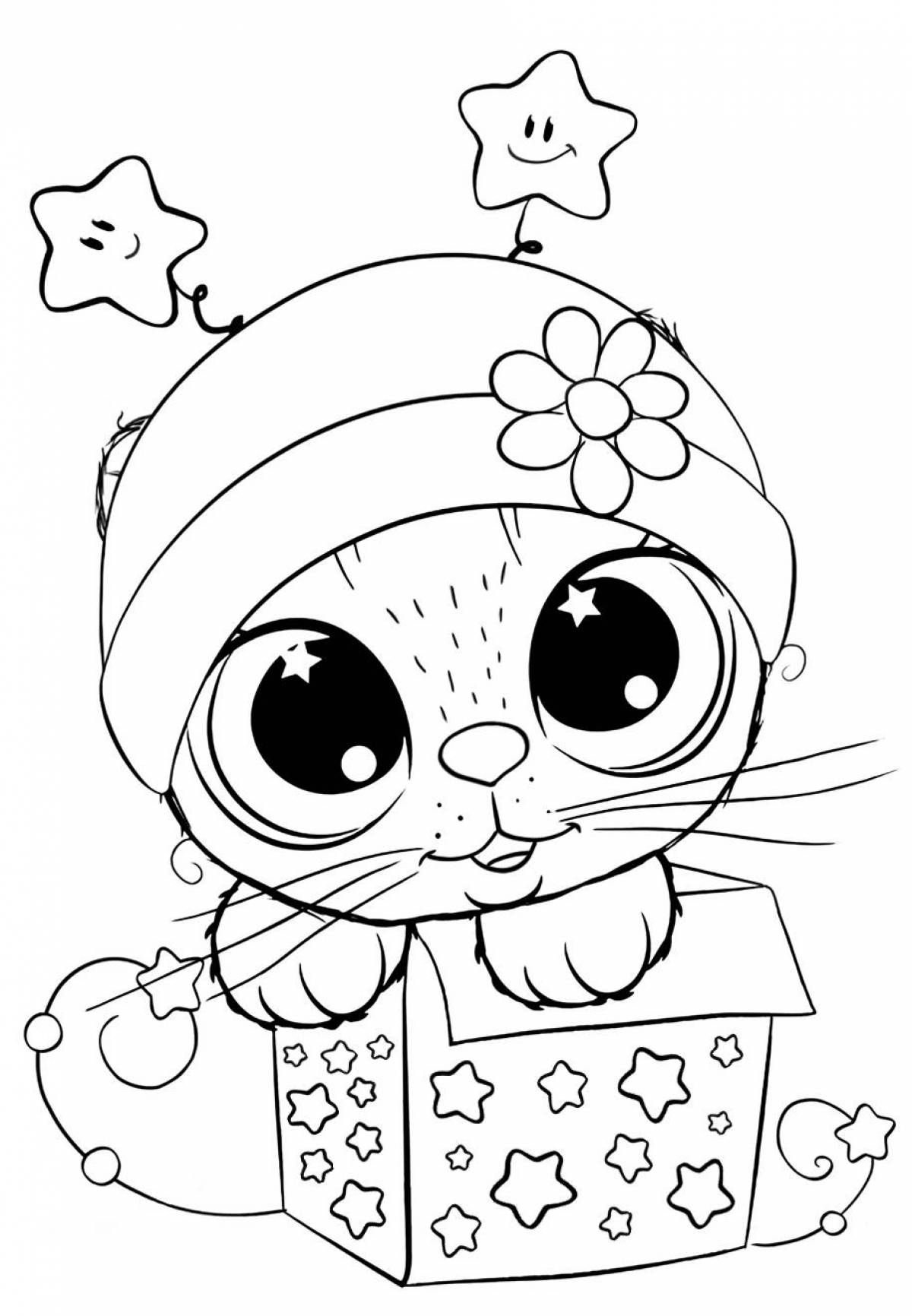 Glitter coloring book for cat girls