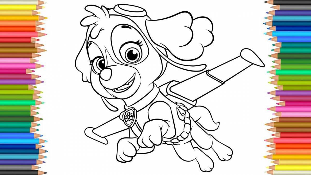 Cute paw patrol sky coloring page