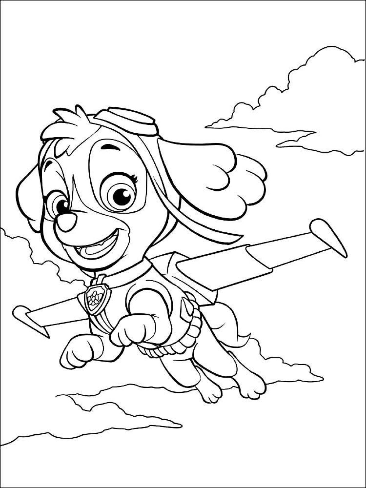 Adorable paw patrol sky coloring page