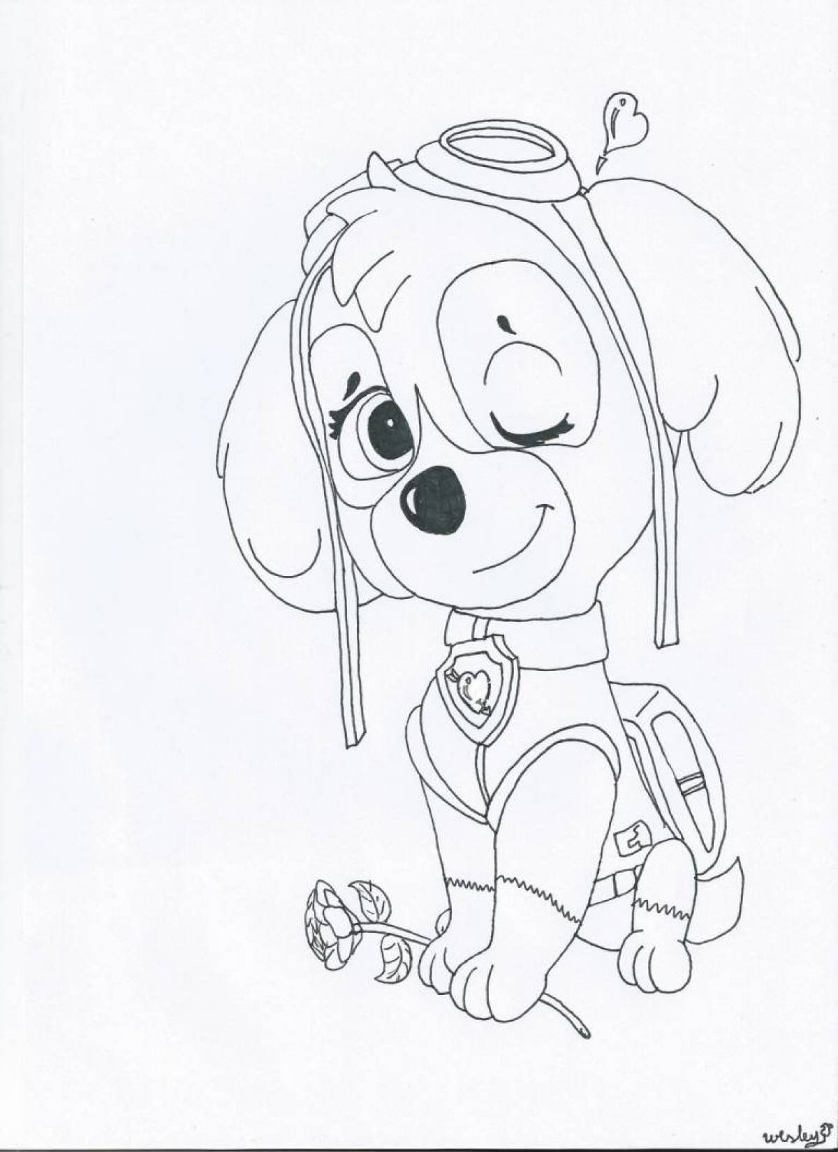 Adorable Paw Patrol Sky Coloring Page