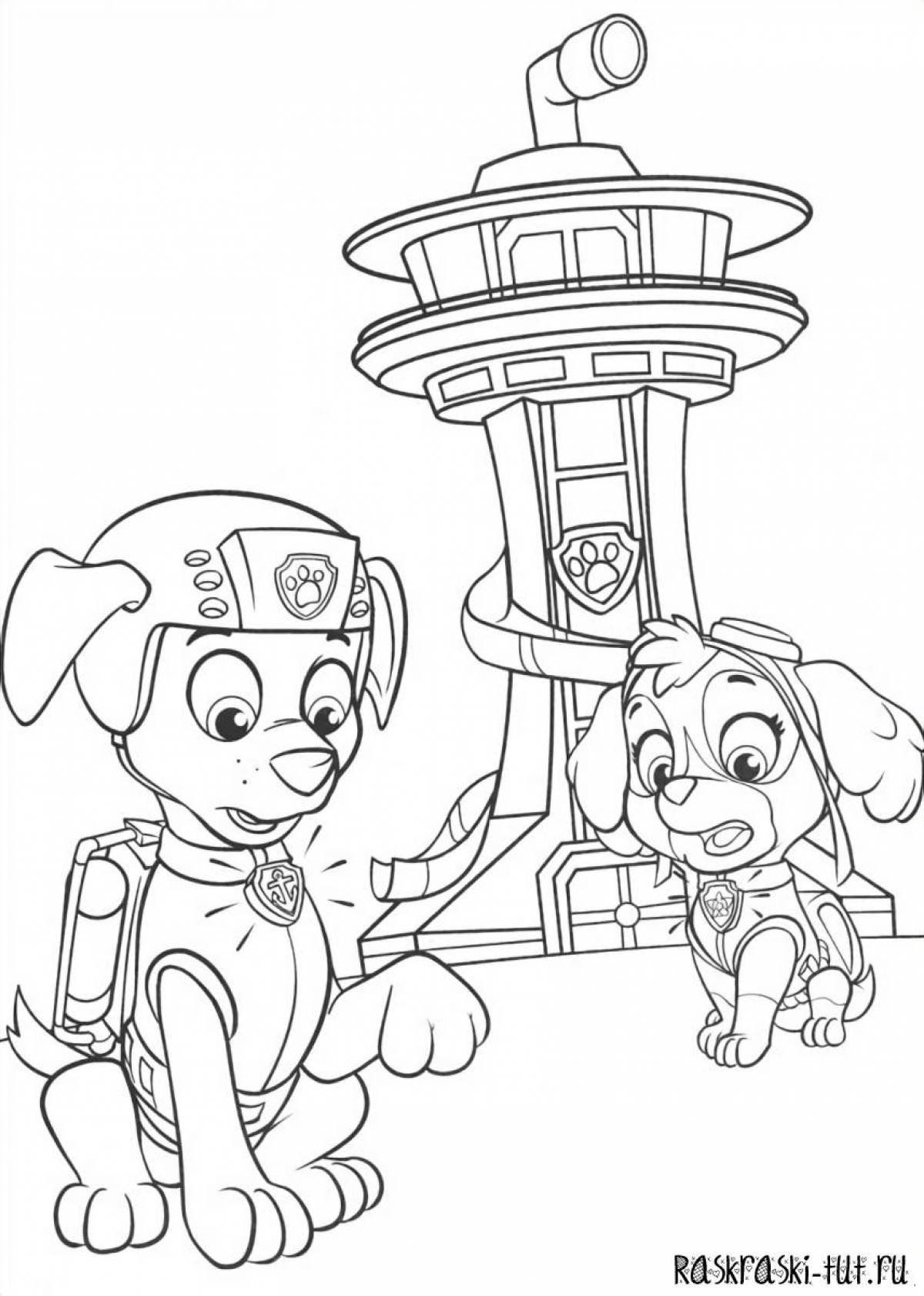Glittering sky paw patrol coloring page