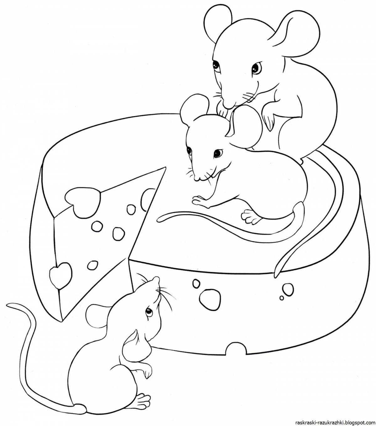 Любознательная мышь-раскраска
