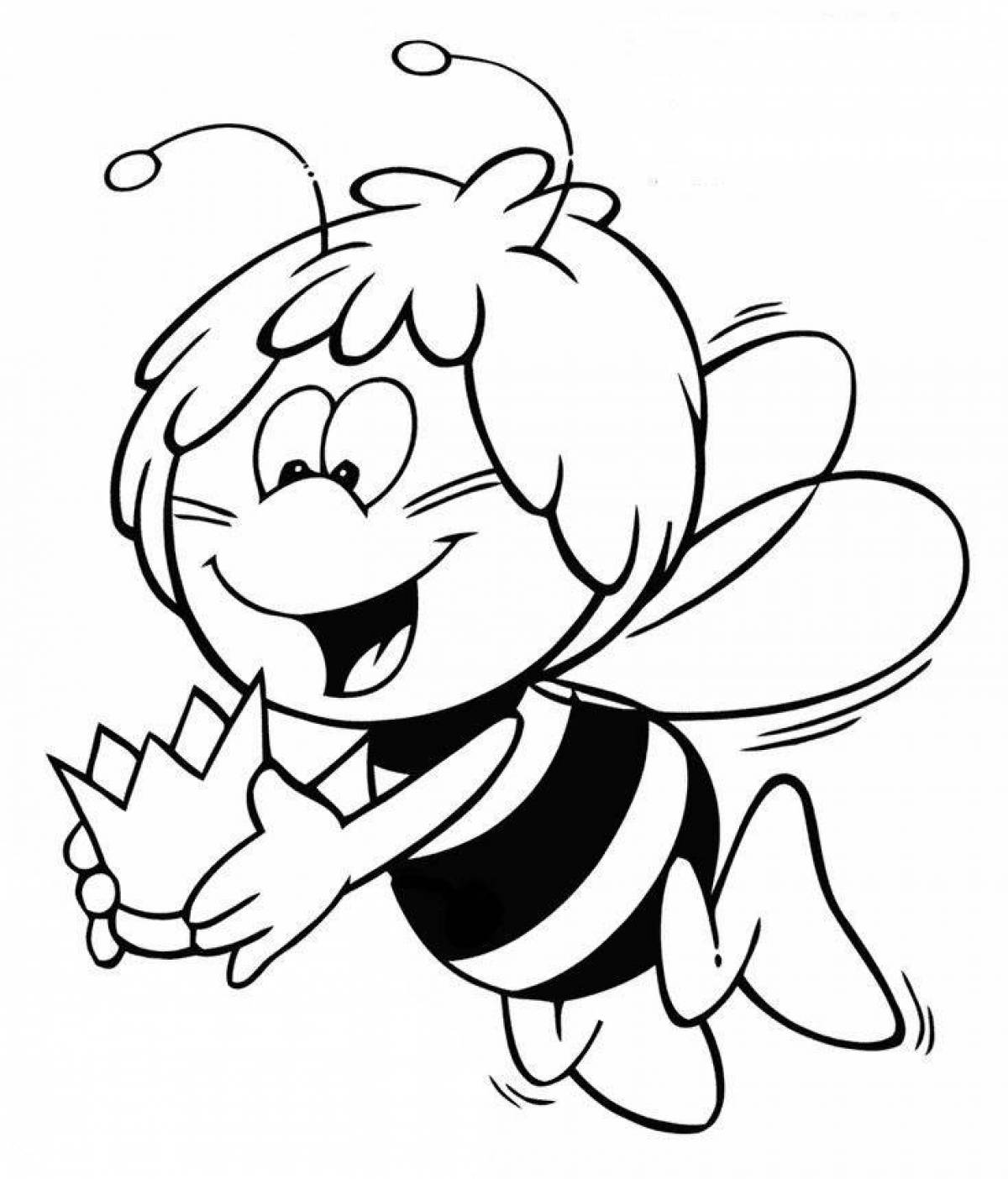 Красочная страница раскраски пчелы