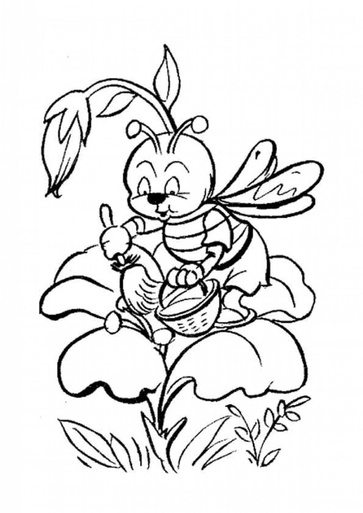 Charming bee coloring page