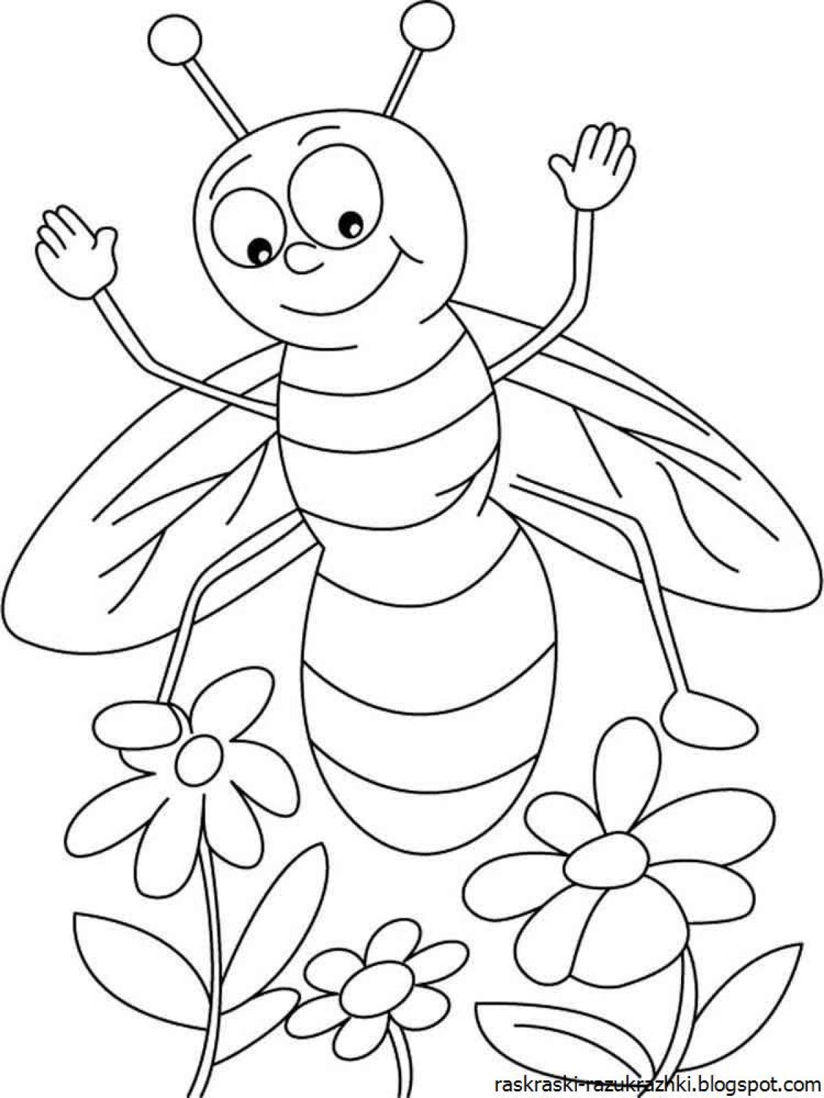Раскраска радостная пчела