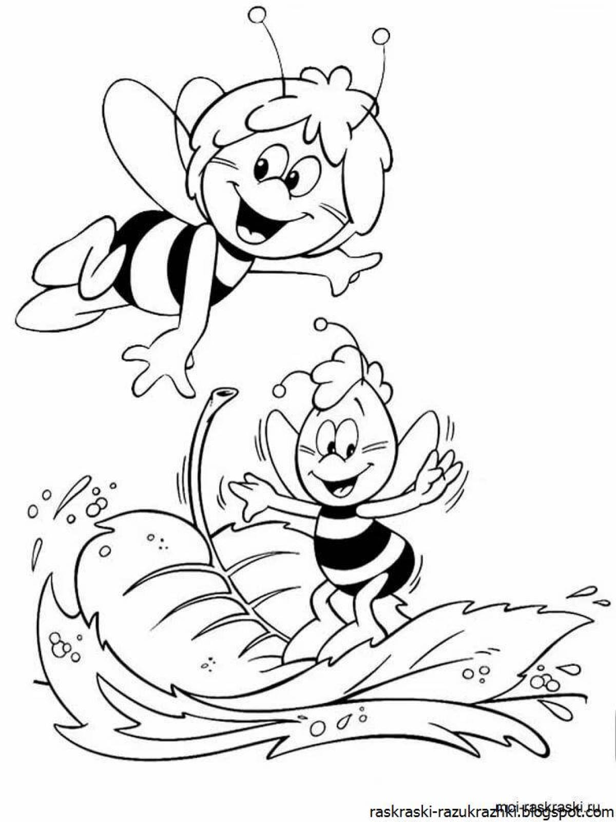 Amazing bee coloring page