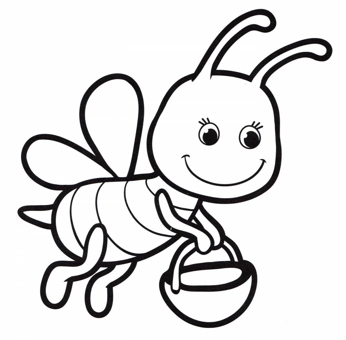 Holiday bee coloring page