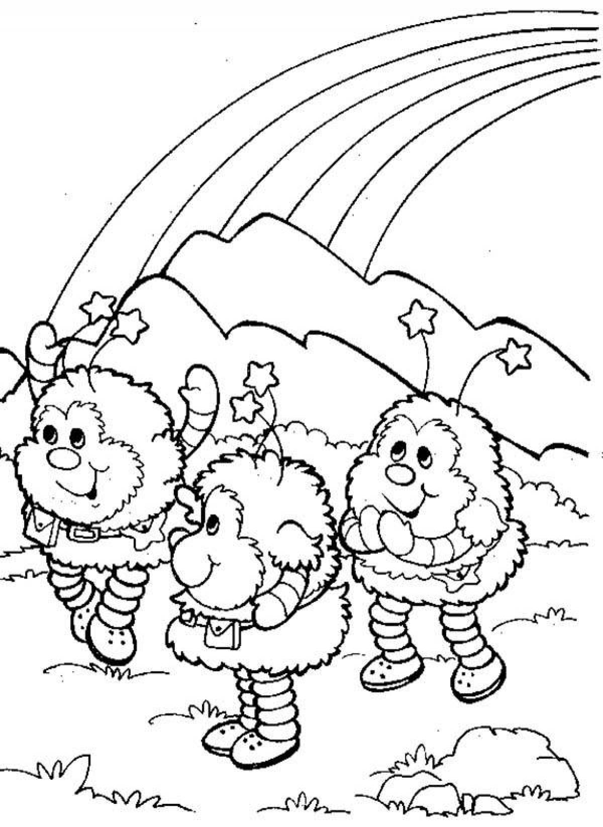 Glitter rainbow friends coloring page