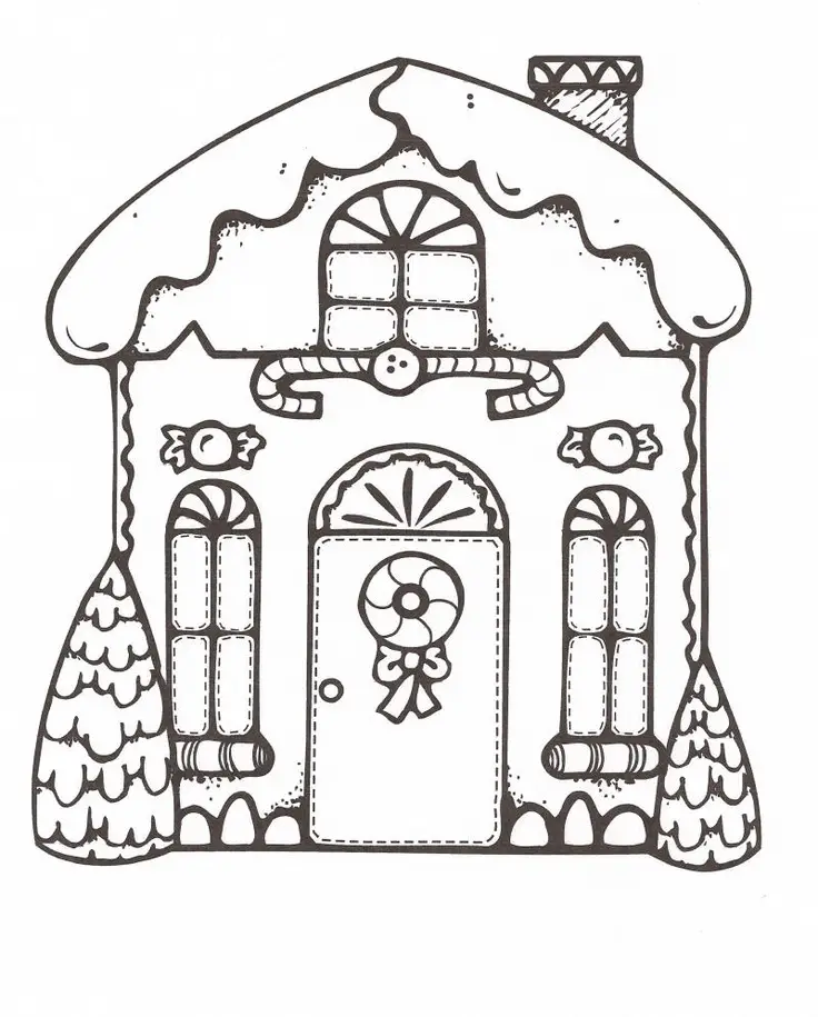 Coloring page fancy gingerbread house