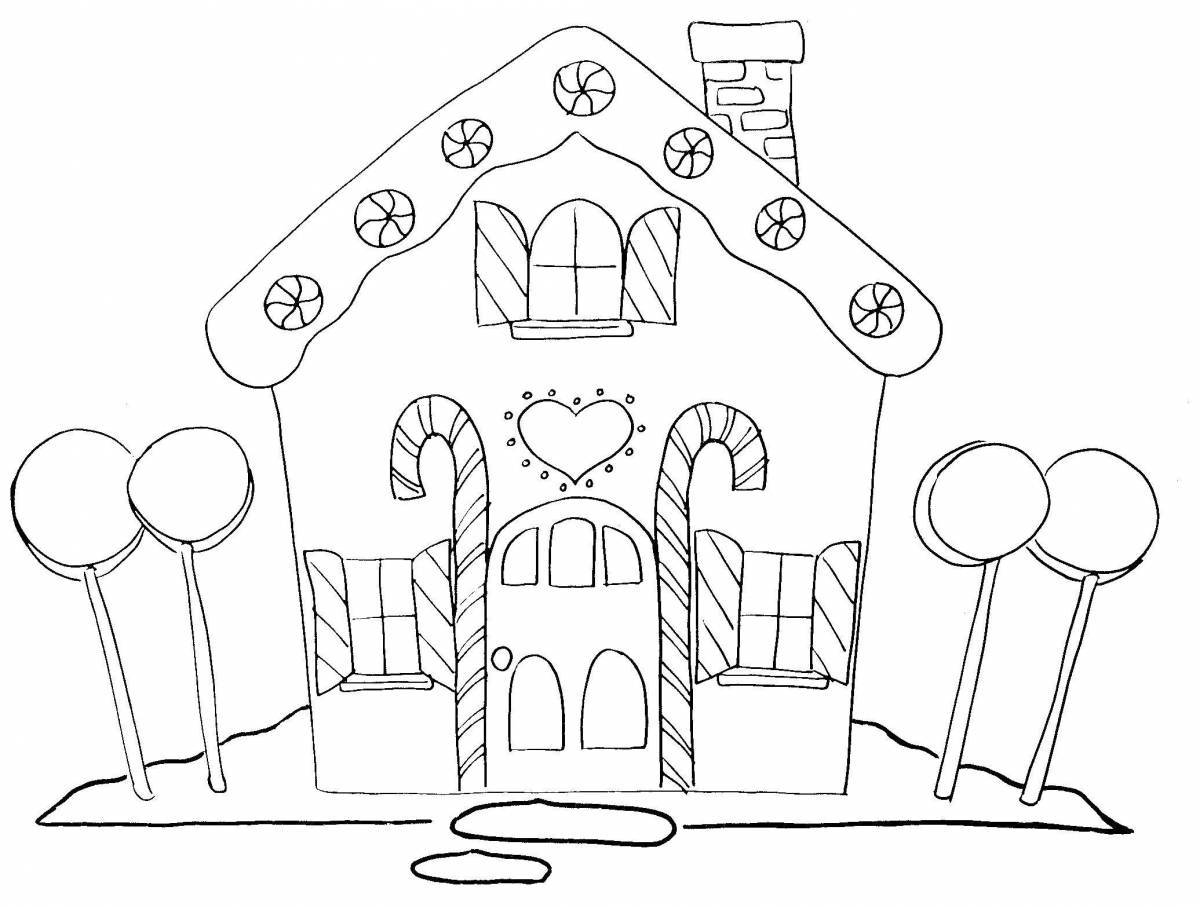 Sweet gingerbread house coloring page