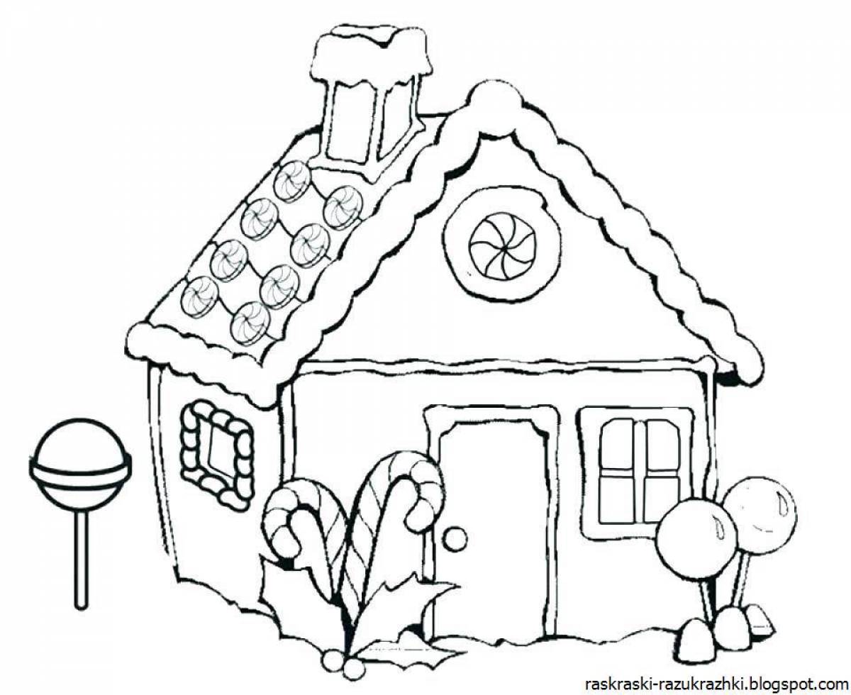 Coloring fairytale gingerbread house